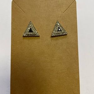Triangle black and cz pave stud earrings